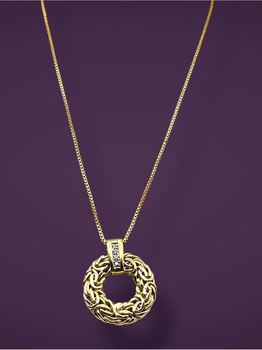 AK Atasay Kuyumculuk Turkey 14K Yellow Gold Byzantine Circle Pendant Necklace Es - Picture 5 of 16